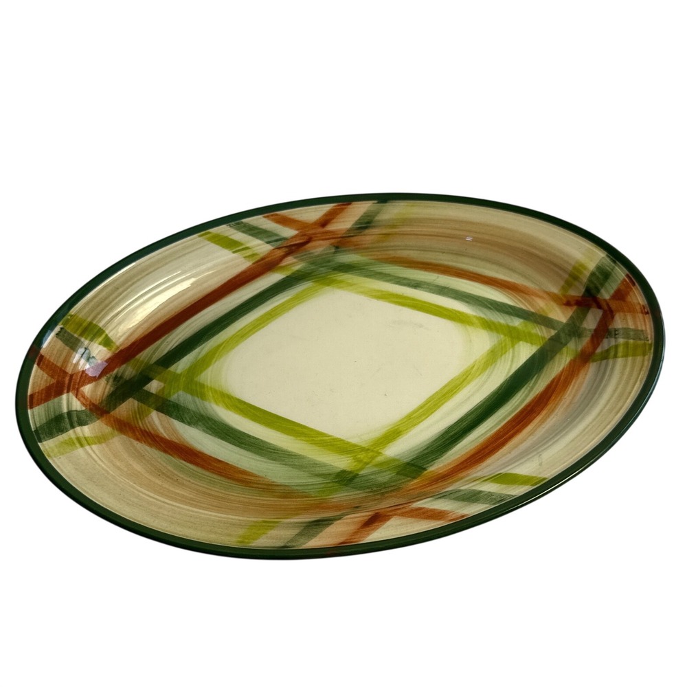Metlox Vernonware Tam O'Shanter Poppytail Plaid serving Platter plate 14x10 in